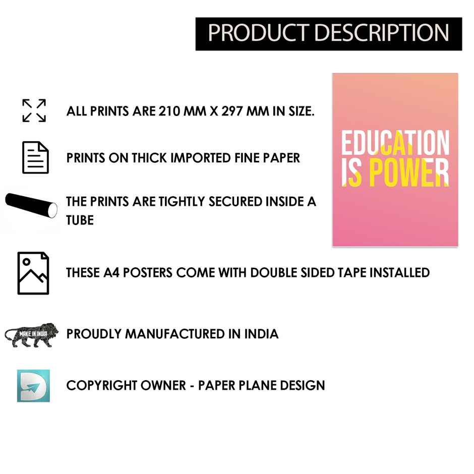 Paper Plane Design Motivational Wall Posters | Set of 12 | (29 cm x 21 cm) D5