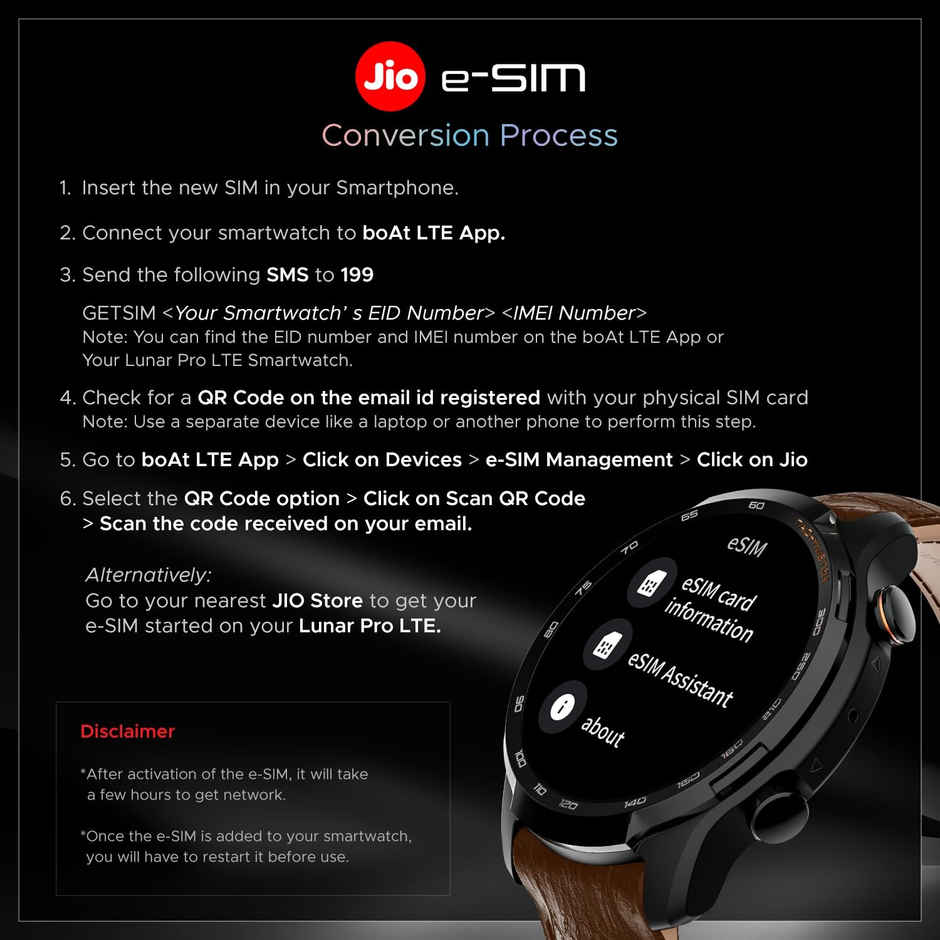 boAt Lunar Pro Smartwatch | 1.39" AMOLED Display | LTE & E-Sim Cellular Calling - Brown