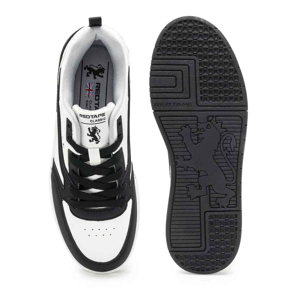 Red Tape Casual Sneaker Shoes For Men | Impact-Resistant Comfort | White-Black | Size6