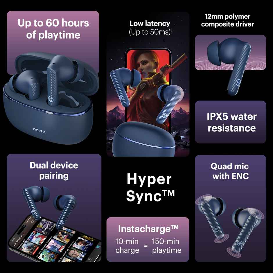 Noise Aura Buds Truly Wireless Bluetooth Earbuds - Aura Blue