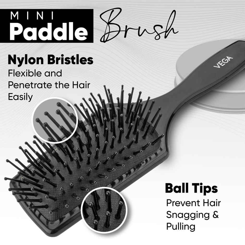 VEGA Premium Collection Mini Paddle Hair Brush for Men & Women, Black, (8586 M)