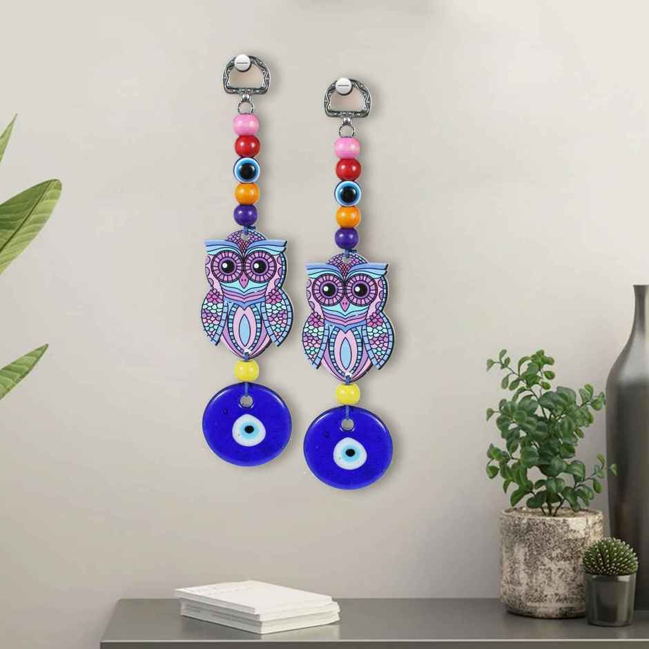 TIED RIBBONS Turkish Blue Evil Eye Owl Hangings | Multicolour