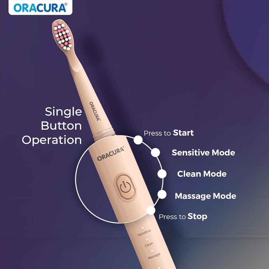 Oracura Sb200 Sonic Lite Rechargeable Electric Toothbrush | Peach