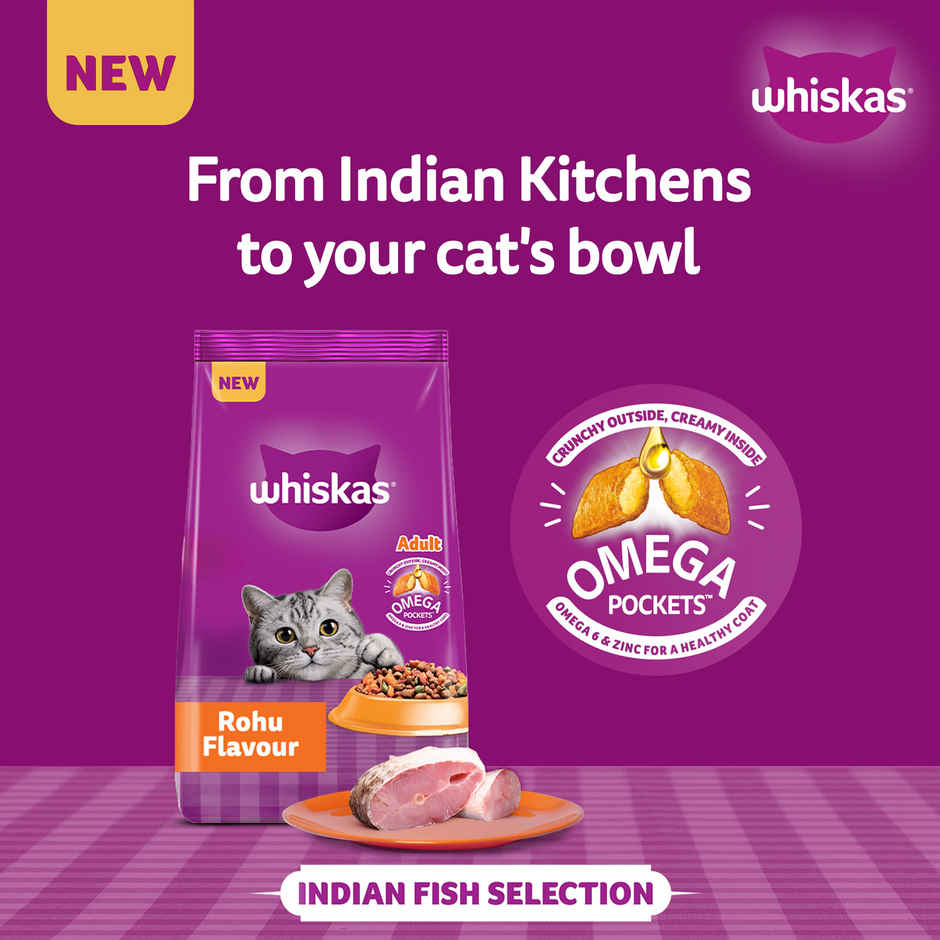 Whiskas Adult Dry Cat Food 1 Plus Years Rohu Fish Flavour