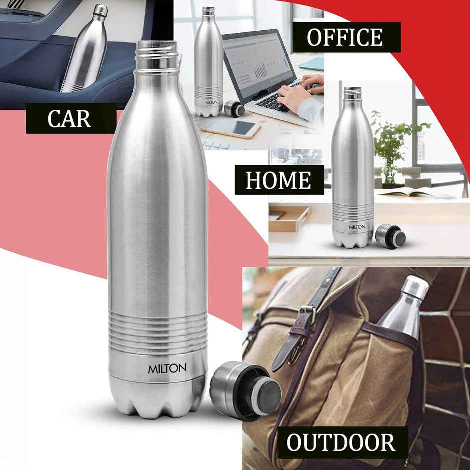 Milton Thermosteel Duo Dlx 24 Hours Hot and Cold Water Bottle | Silver | 1 L
