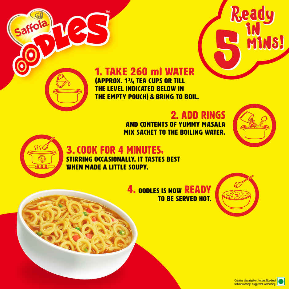 Saffola Oodles Instant Noodles Ring shape Yummy Masala Flavour No Maida Whole Grain Oats