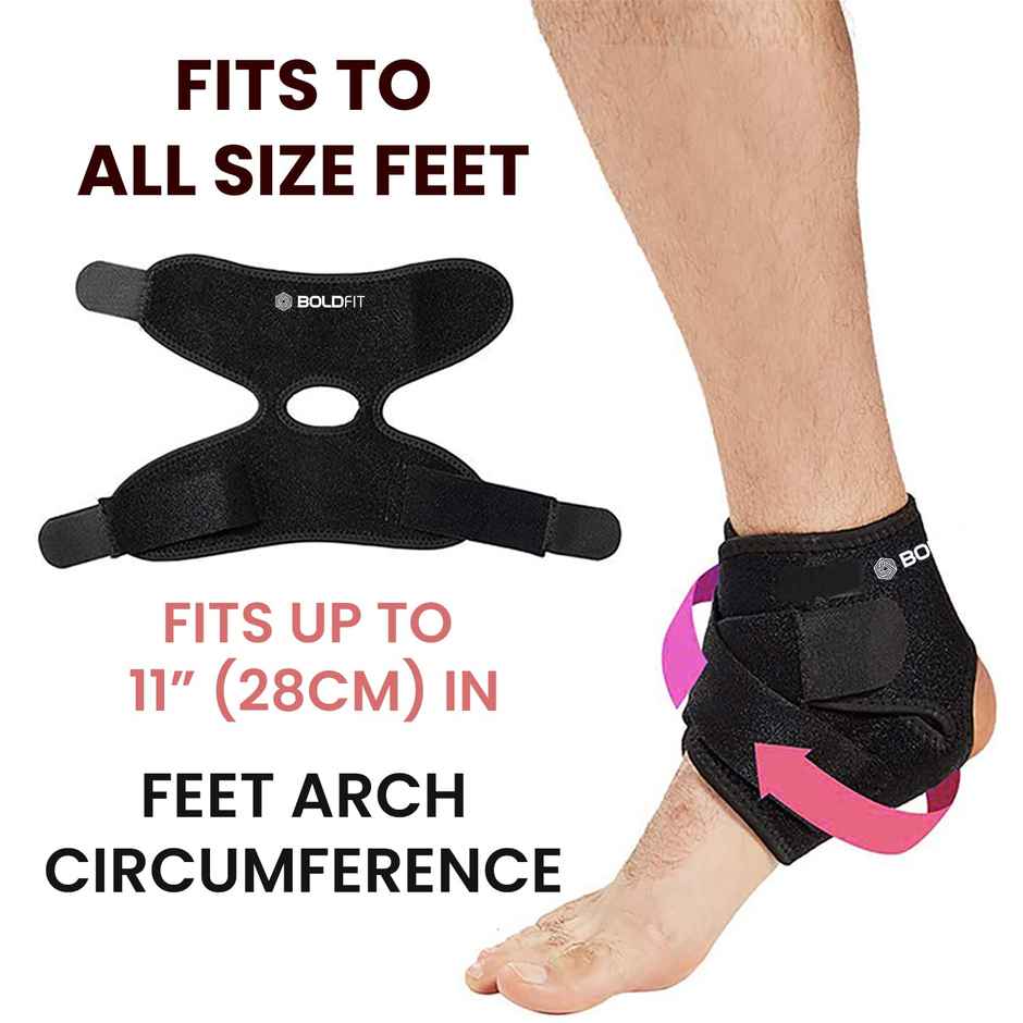 Boldfit Premium Ankle Support Compression Brace - Black, Free Size