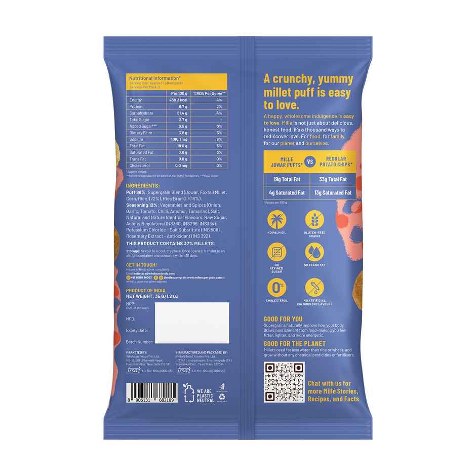 Mille Jowar Puffs Magic Masala | Baked | No Palm Oil | Not Fried