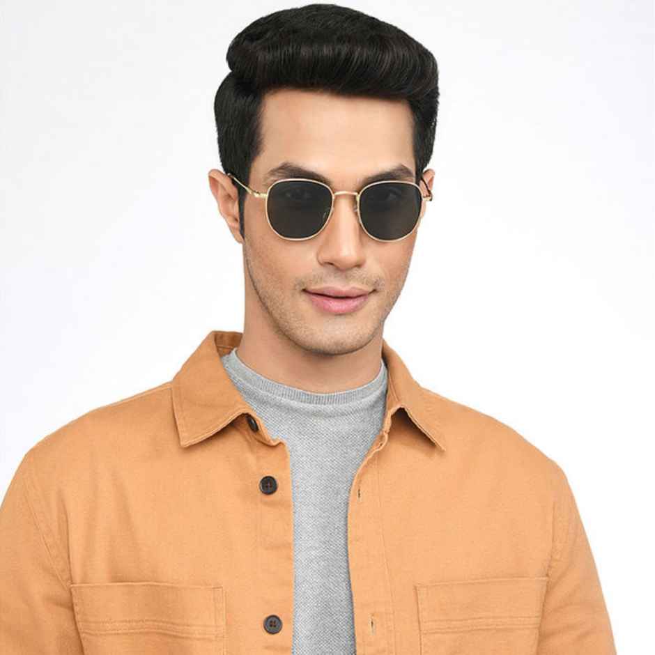 Vincent Chase By Lenskart Unisex Solid Metal Round Sunglasses | Gold - M