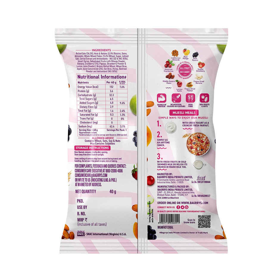 Bagrrys Crunchy Fruit & Nut With Cranberries Muesli