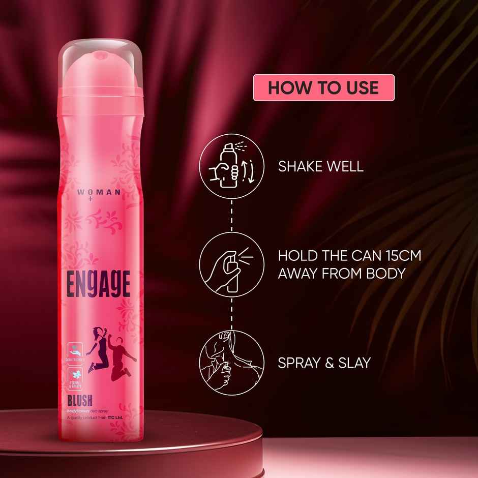 Engage Blush Deodorant Spray for Women | Fruity & Floral | 24hr Freshness