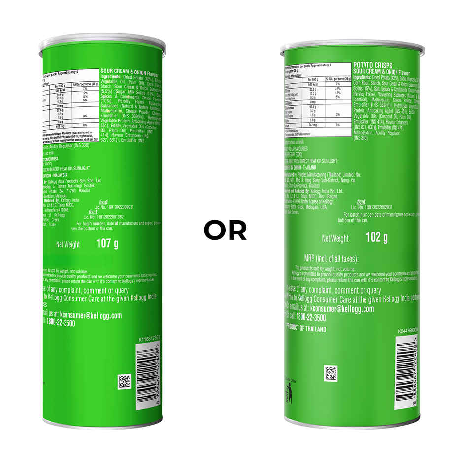 Pringles Potato Chips Sour Cream & Onion Flavour Combo