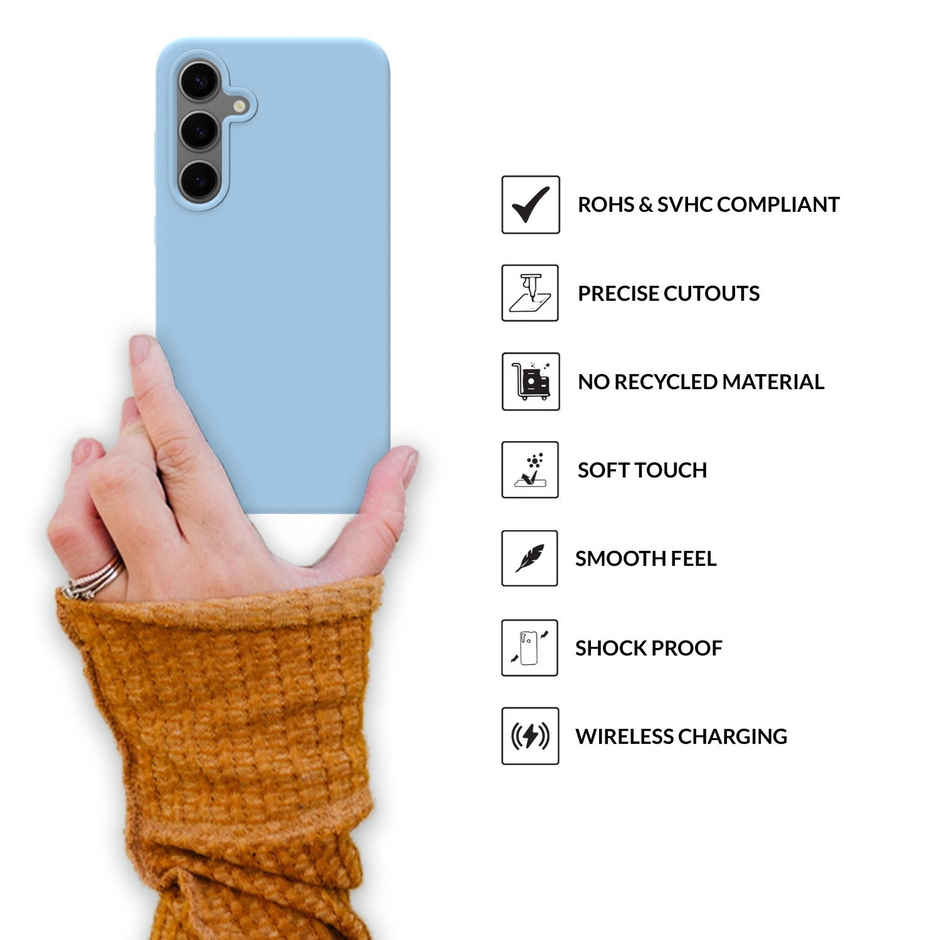 Sprig Premium Back Cover for Samsung Galaxy S24 Plus Phone Liquid Silicone Shock Proof | Blue