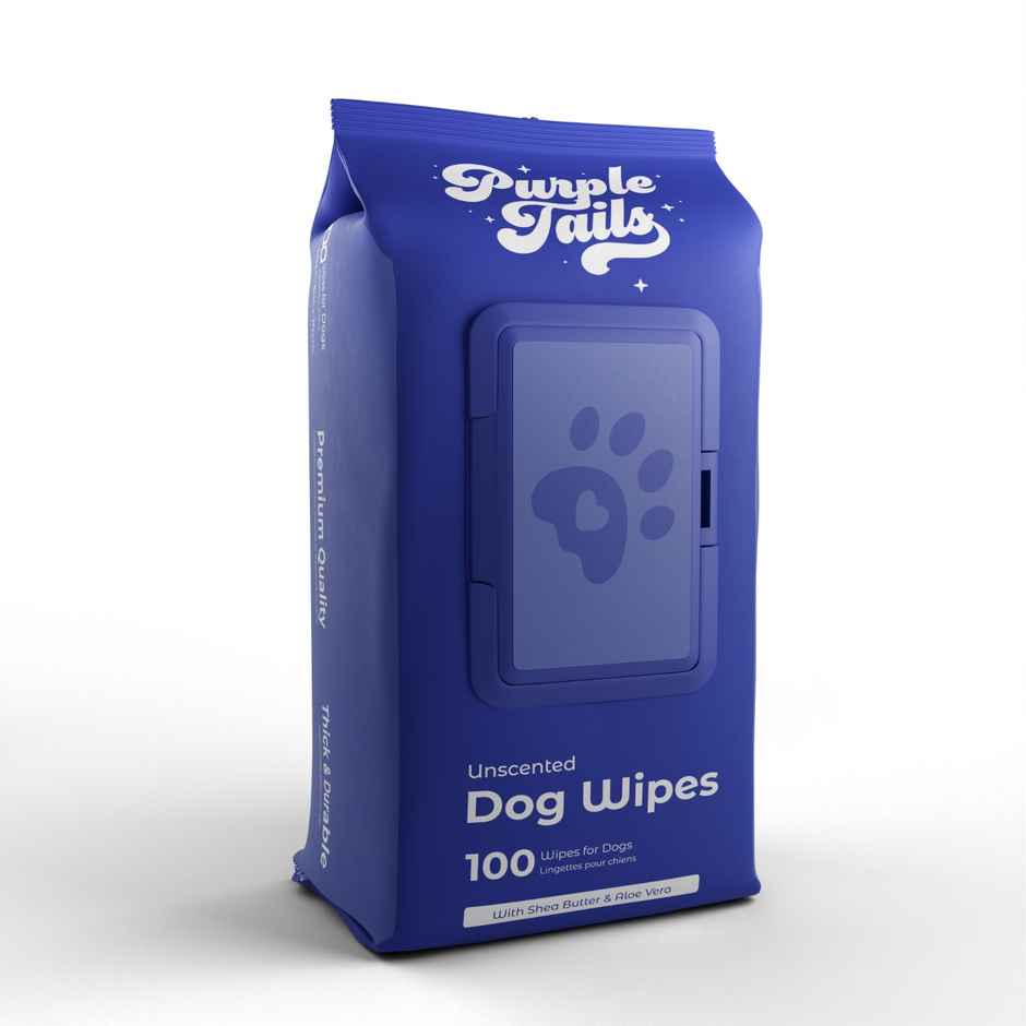 Purple Tails Plant Based Dog Wipes | Unscented | 100 Pulls Per Pack