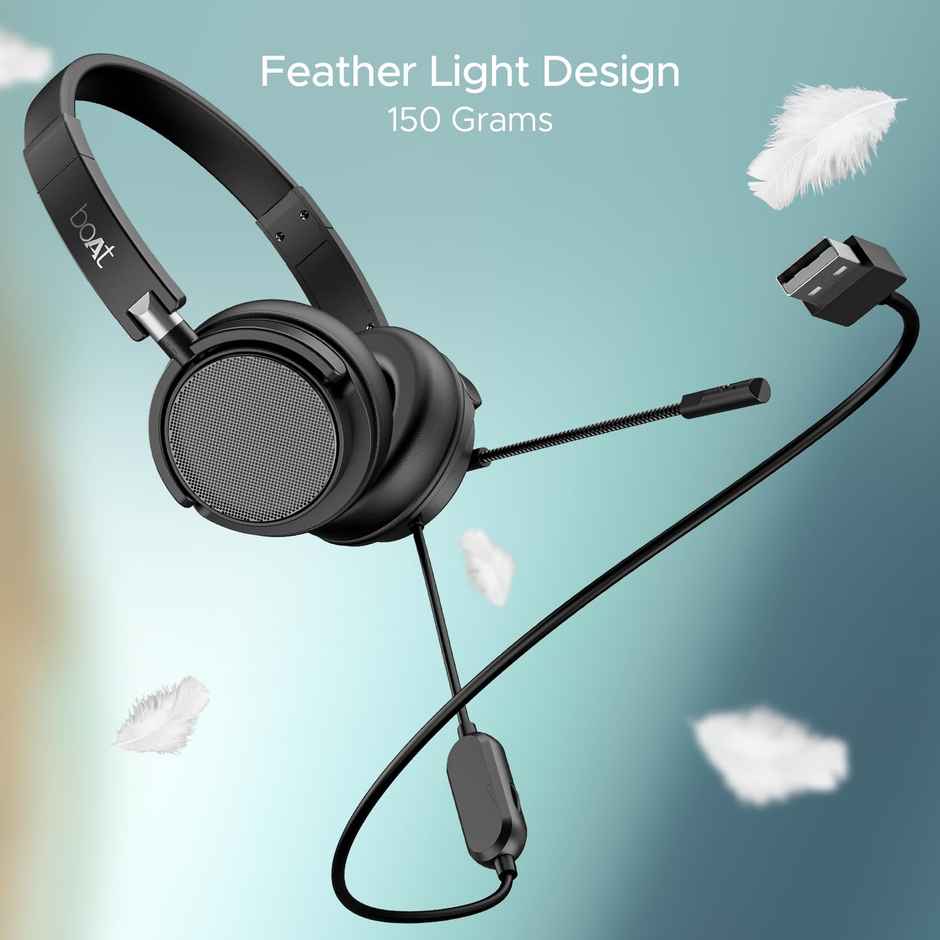 boAt BassHeads 900 Pro Wired Headphones with 40mm Drivers, Lightweight Foldable Design(Black)