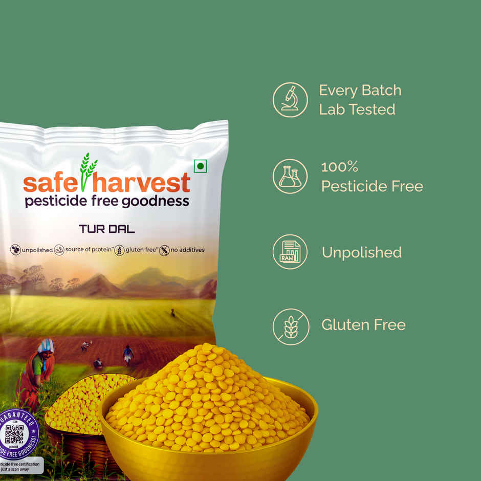Safe Harvest Pesticide-Free Unpolished Tur Dal | Natural, Chemical-Free, Vegan and Gluten-Free