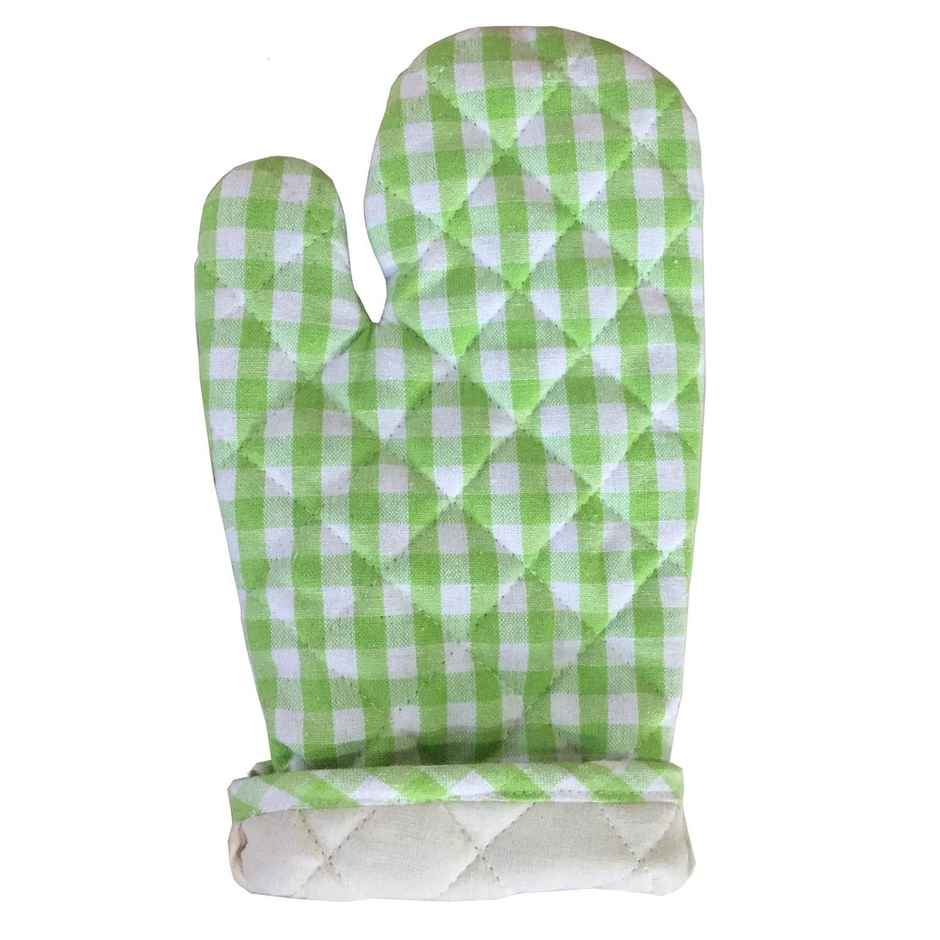 Lushomes Oven Gloves - Green | Small Microwave Hand Gloves | Heat Resistant | 7 x 13 inch