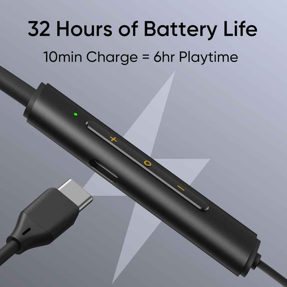 realme Buds Wireless 3 Neo in Ear Bluetooth Neckband with 13.4 Mm Dynamic Bass Boost Driver,Upto 32 Hours Playback,Fast Charge,Ai Enc,45Ms Low Latency,Ip55 Dust&Water Resistannt&Bluetooth V 5.4 - Black