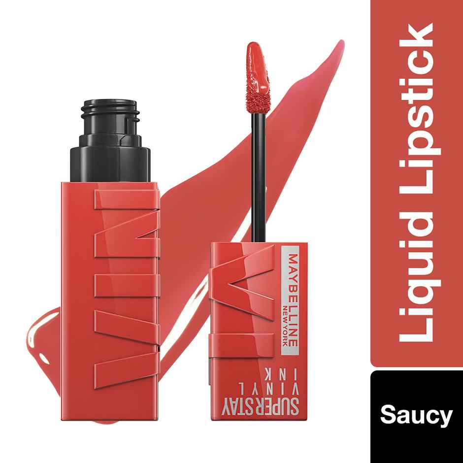 Maybelline Superstay Vinyl Ink Liquid Lipstick | Saucy | 16 HRs | Enriched With Vitamin E & Aloe