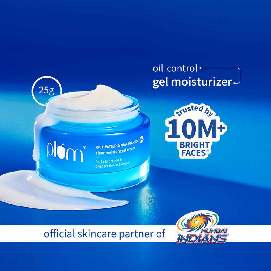 Plum 2% Niacinamide & Rice Water Brightening Gel Cream | Fades Blemishes |Oil-free Hydration