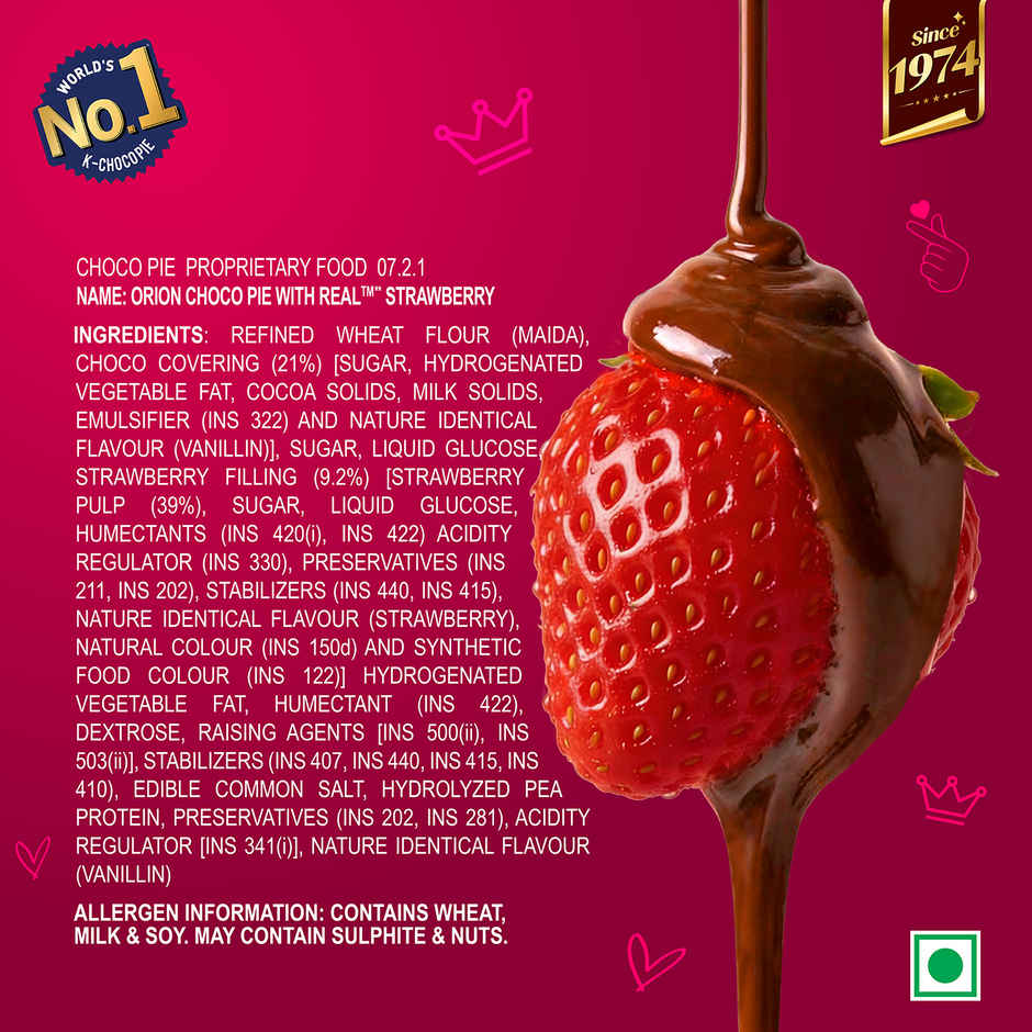Orion Choco Pie Strawberry Cream Filled Biscuit
