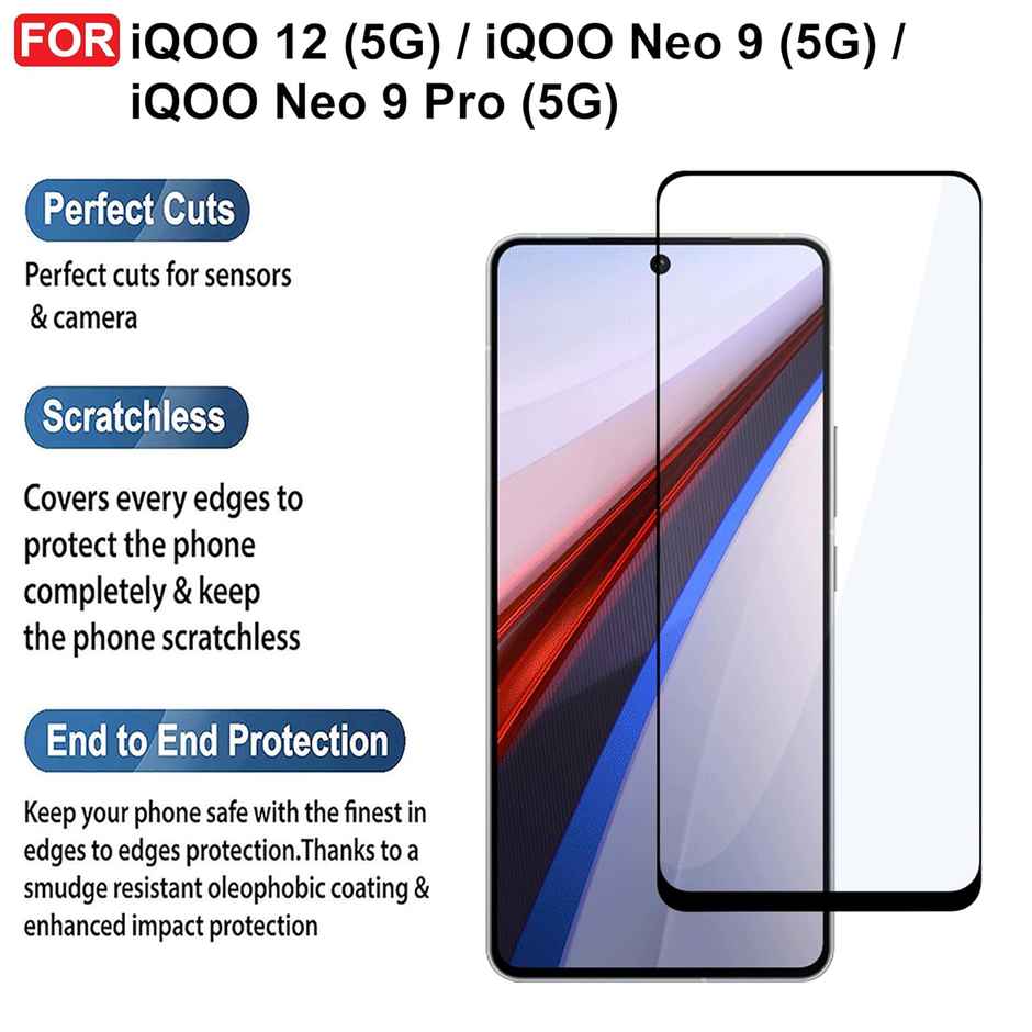 Artistque Tempered Glass for iQOO 12 5G | iQOO Neo 9 5G | iQOO Neo 9 Pro 5G Screen Protector Guard