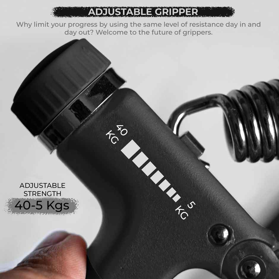 Boldfit Adjustable Hand Grip Strengthener, Hand Gripper For Men & Women For Gym 40Kg Black-Black