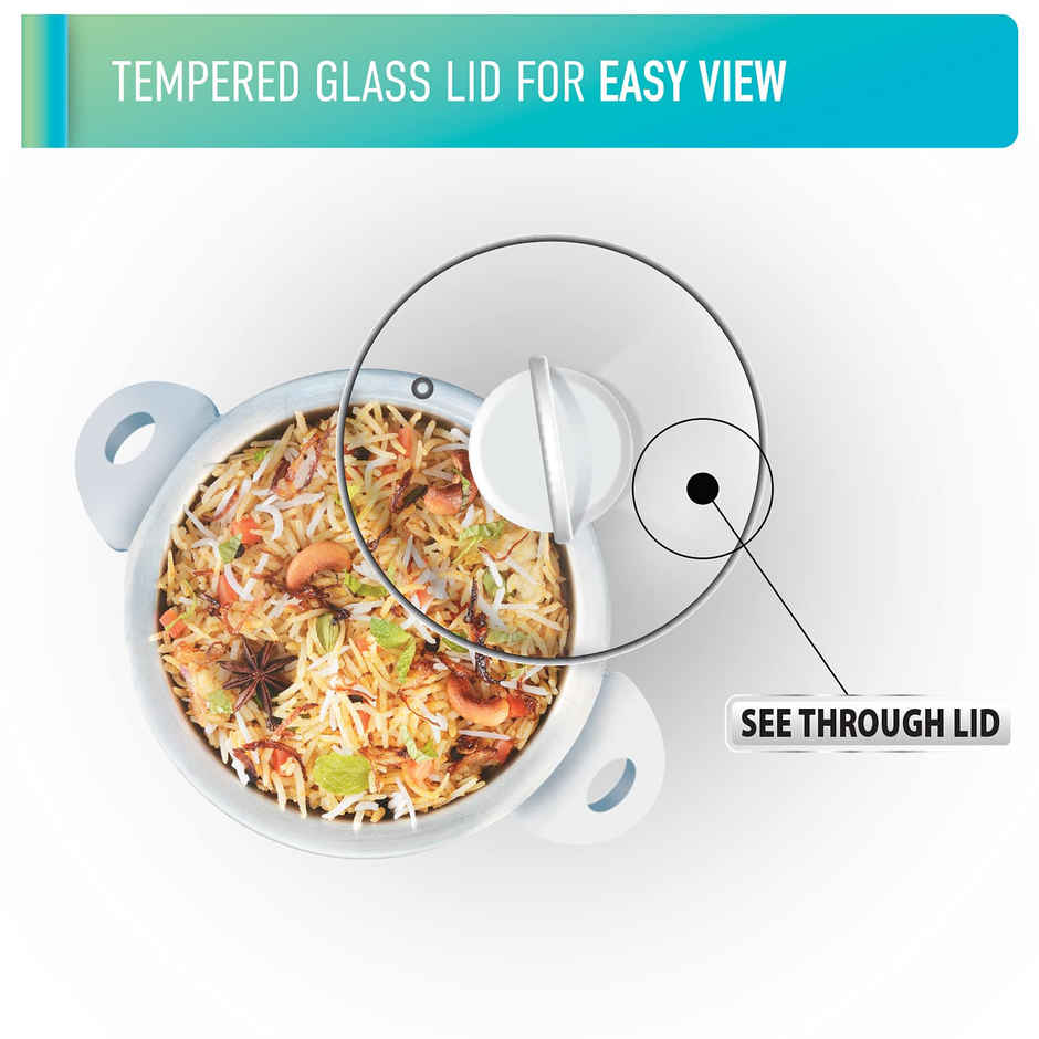 Usha Rice Cooker 1.8L (700W, Dual Bowls, Steamer Basket, Keep Warm Mode, Tempered Glass Lid, White)