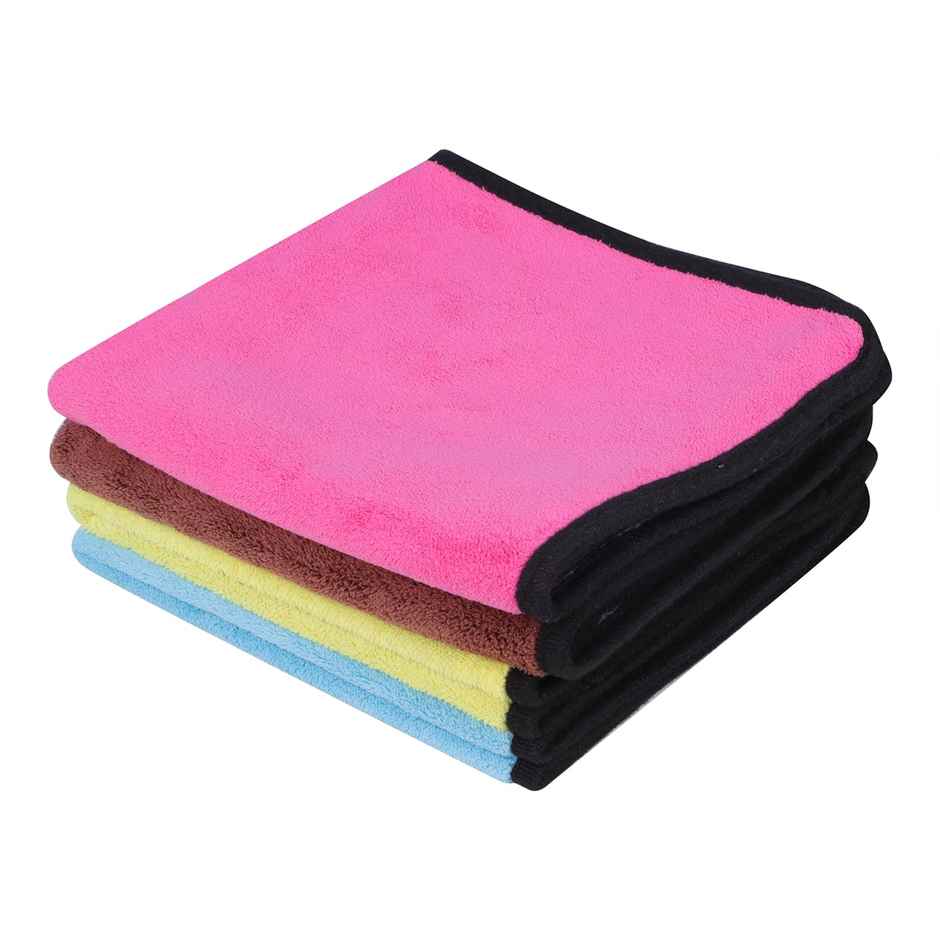 Autofy Multipurpose Microfiber Car Cleaning Cloth (Pack of 4) - Multicolour | 500 GSM | 40cm x 40cm