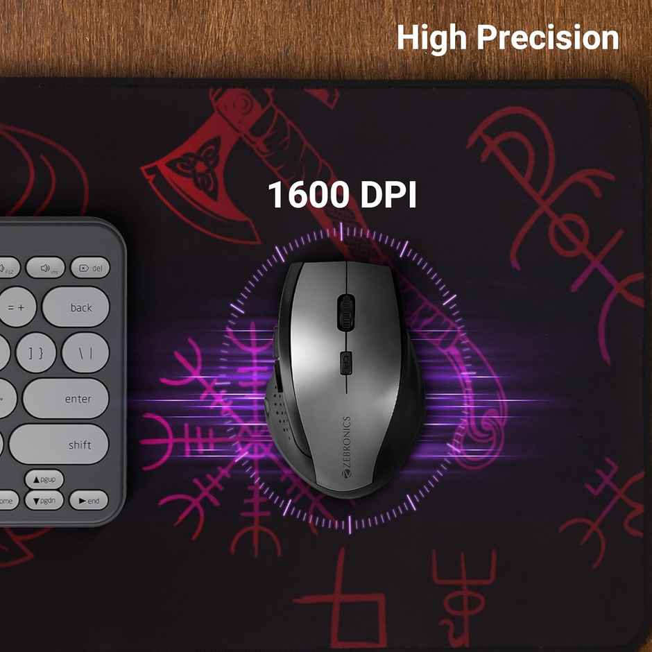 Zebronics Speedy Black Plus Grey SPEEDY, 2.4GHz, WIRELESS MOUSE