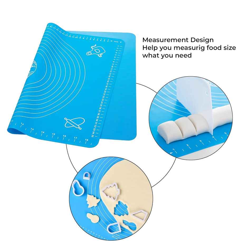 Cutting EDGE Silicone Baking Mat with Measurements|Non-Stick for Baking & Atta Kneading|Assorted