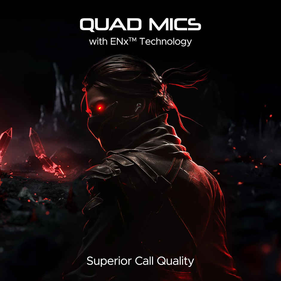 boAt Immortal 158 in Ear Gaming TWS Earbuds with 40hrs Playback, 40ms Super-Low Latency Beast Mode, RGB LEDs, 4 Mics with ENx, IWP, ASAP Charge, BTv5.3 - White Sabre