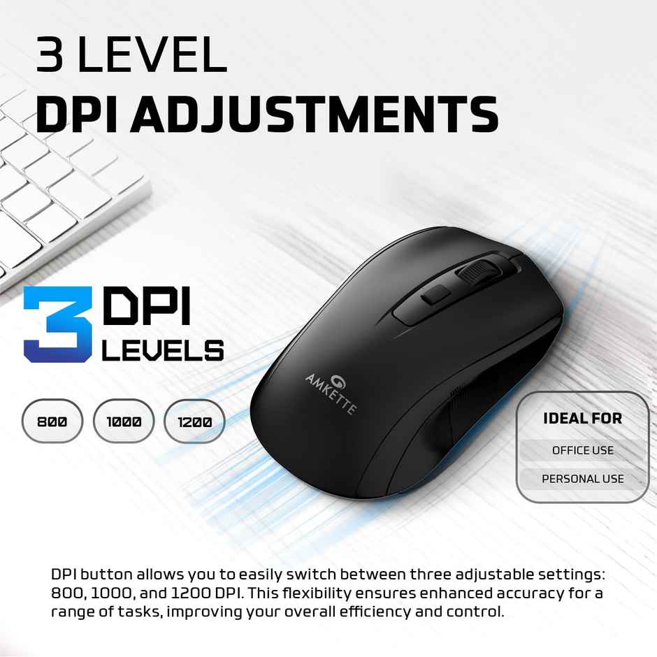 Amkette Hush Pro Astra Wireless Mouse - Black