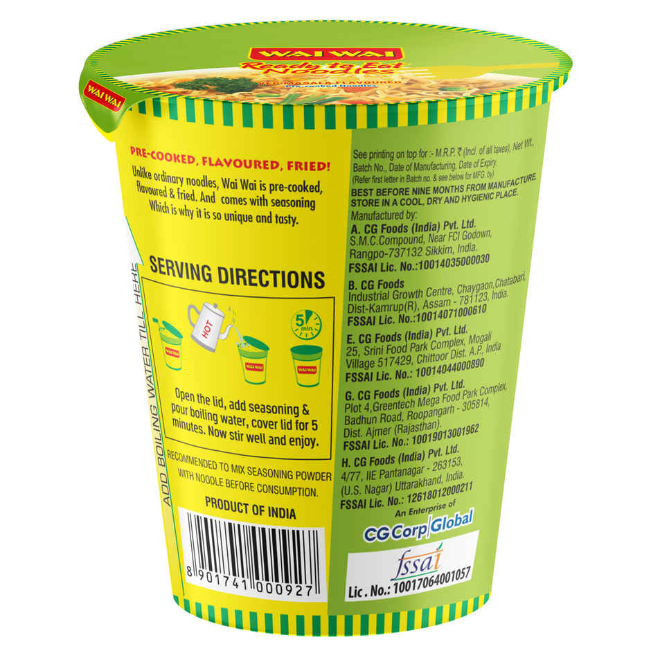 Wai Wai Xpress Ready To Eat Cup Noodles Veg Masala
