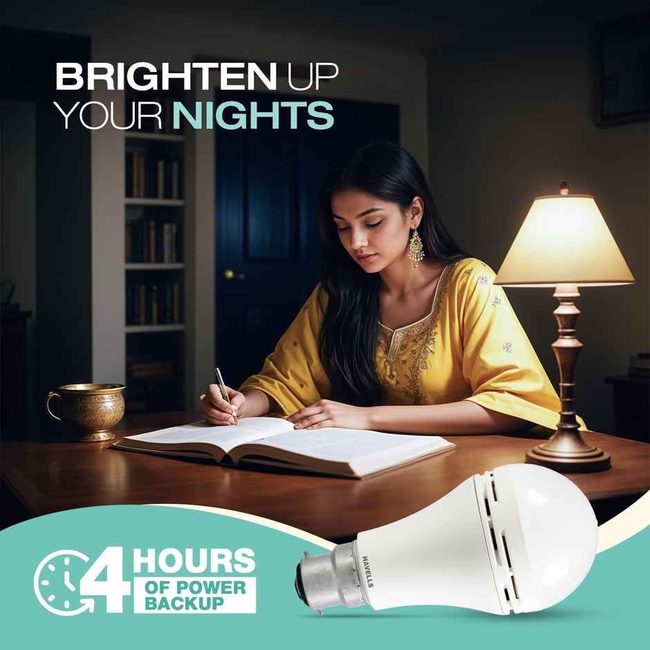 Havells 8.5W Inverter Bulb With 4 Hours Power Back Up | B22 Base Holder