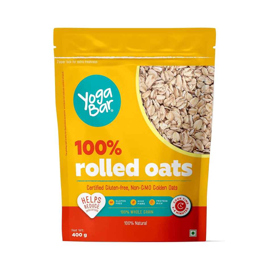 Yoga Bar  Rolled Oats 400g Pouch | Premium Golden Rolled Oats, Gluten Free Oats with High Fibre