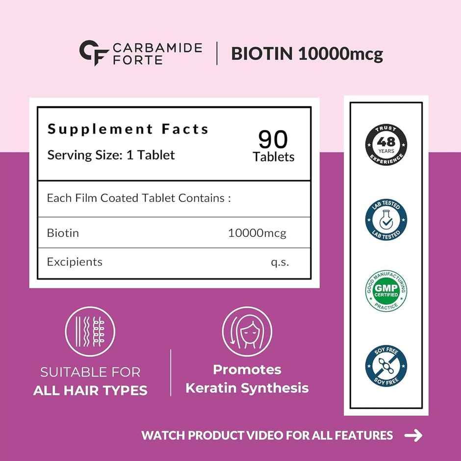 Carbamide Forte Biotinova Biotin Tablets for Hair Growth- 90 Tablets