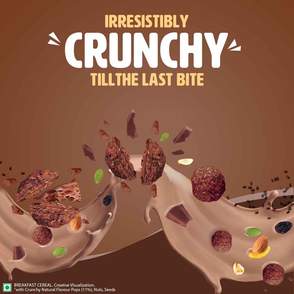 Saffola Muesli Choco Crunch with Flavour Pops | 15 in 1 Fruit and Nuts, Seeds | Millet & more