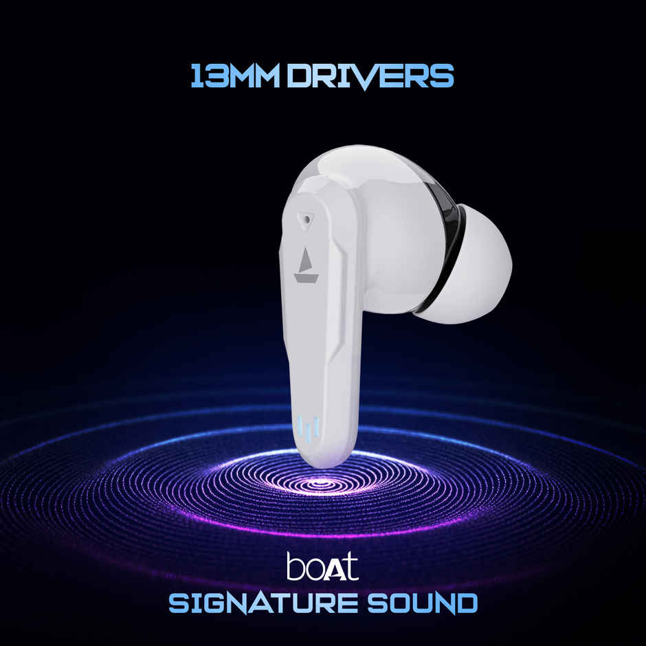 boAt Immortal 161 TWS Earbuds for Gaming w/ 40H Playtime, BEAST Mode & RGB LEDs (White Sabre)