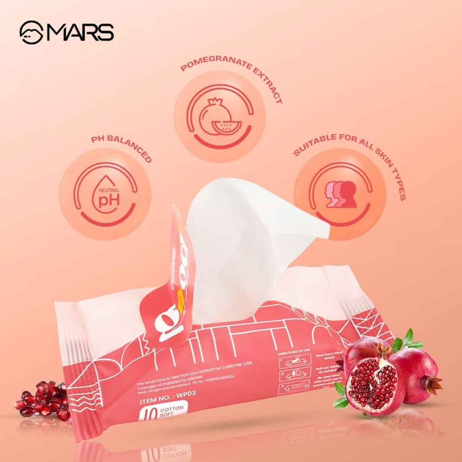 MARS Cosmetics Good pH Balance Refreshing Wipes | 10 Wipes | Pink
