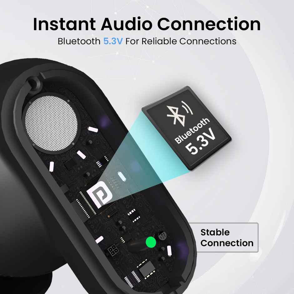 Portronics Harmonics Twins S16 in Ear TWS Wireless Earbuds with 24 Hrs Playtime, Clear Calls, Game & Music Mode, Low Latency, Bluetooth 5.3v, LED Display, Type C Fast Charging - Black