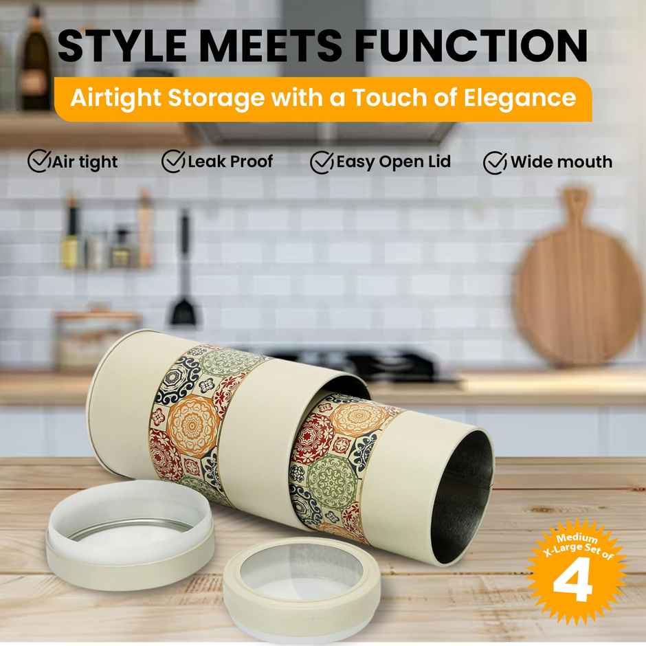 JARSOME Mandala Collection Rangoli Airtight Kitchen Container Set | Beige