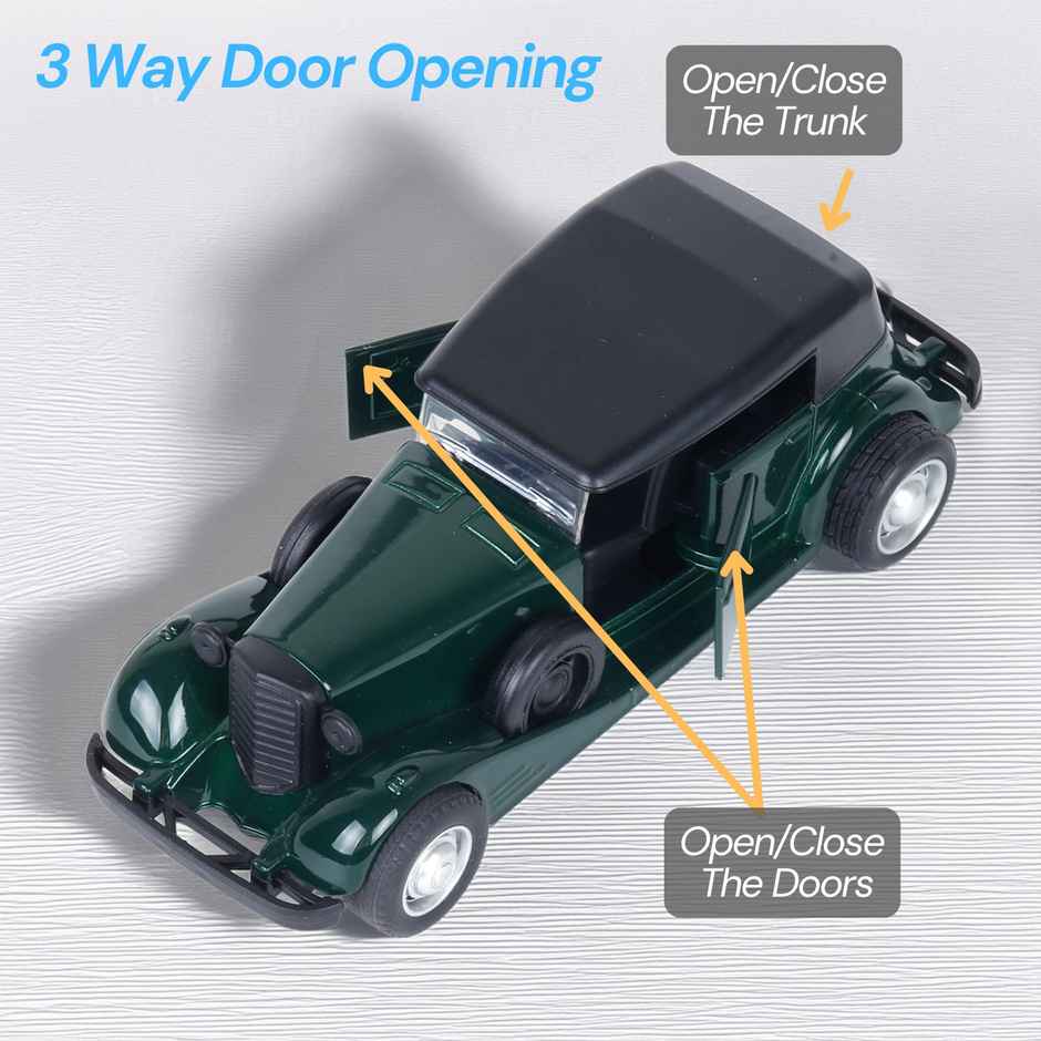 Race n Roll Premium Die-Cast Vintage Car | 3-Way Opening | Top-Green