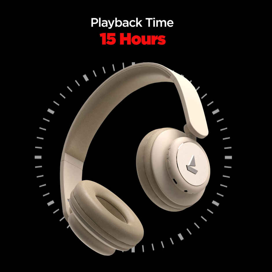 boAt Rockerz 450 On Ear BT Headphones w/ 15H Playtime, 40mm Drivers & Integrated Controls (Hazel Beige)