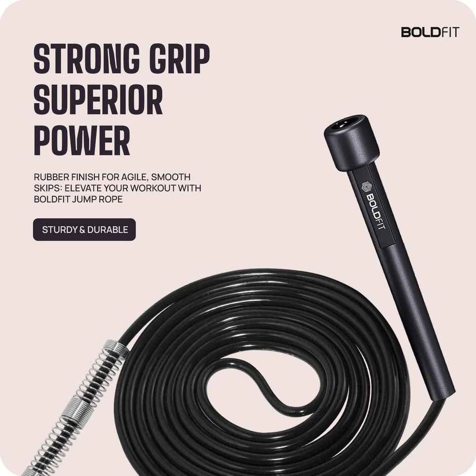 Boldfit Adjustable Skipping Rope | Jumping Exercise Tool - Black
