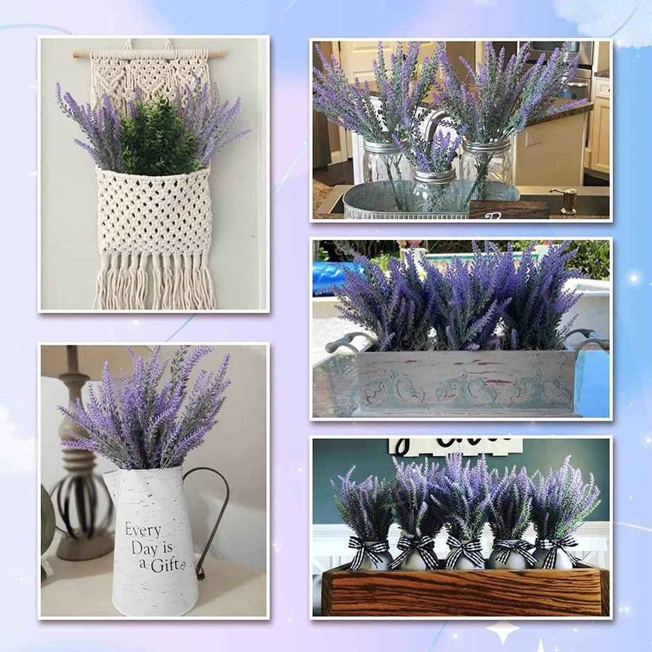Artificial Lavender Flower Sticks Set  of 4 | Tied Ribbons