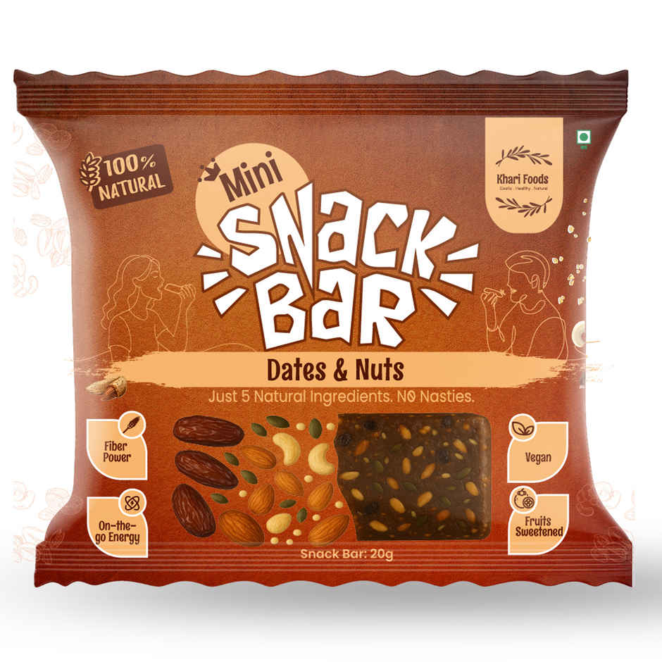 Khari Foods Mini Snack Bars | Nuts & Dates Energy Bar | Natural Ingredients