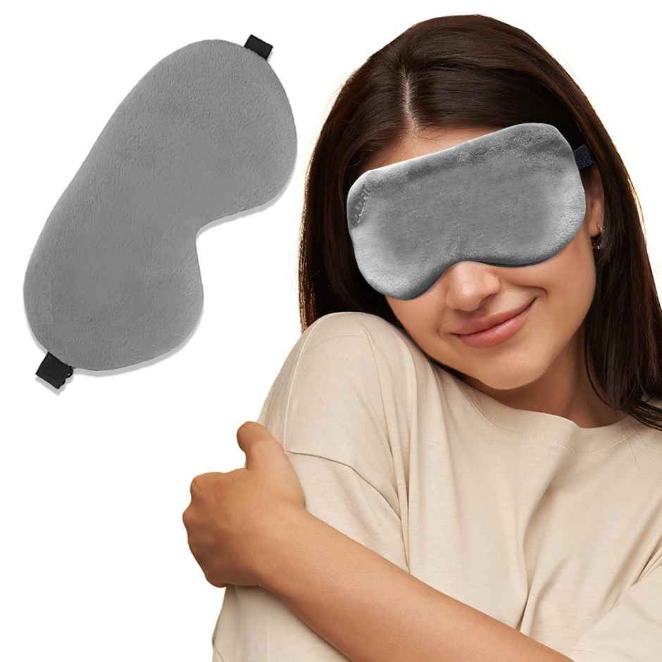 Boldfit Eye Mask For Sleeping With Adjustable Strap Super Soft - Grey
