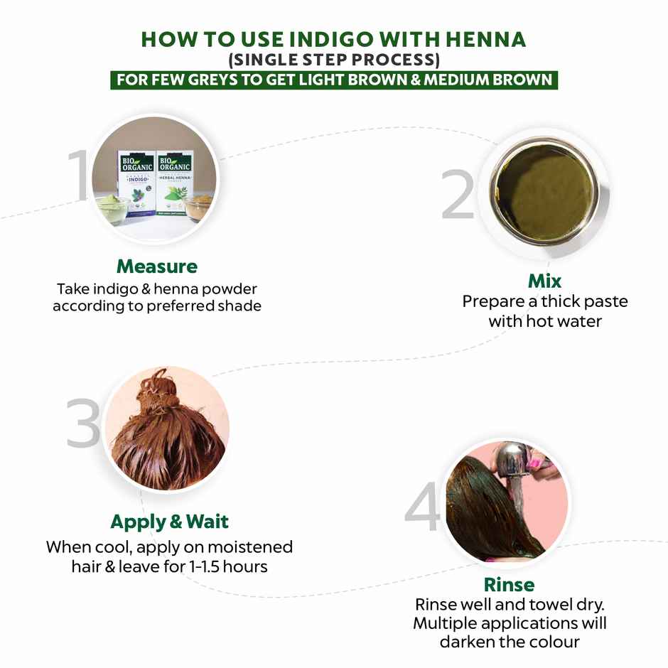 Bio Organic Natural Indigo Powder by Indus Valley for Natural Hair Colour Supports Healthy Hair