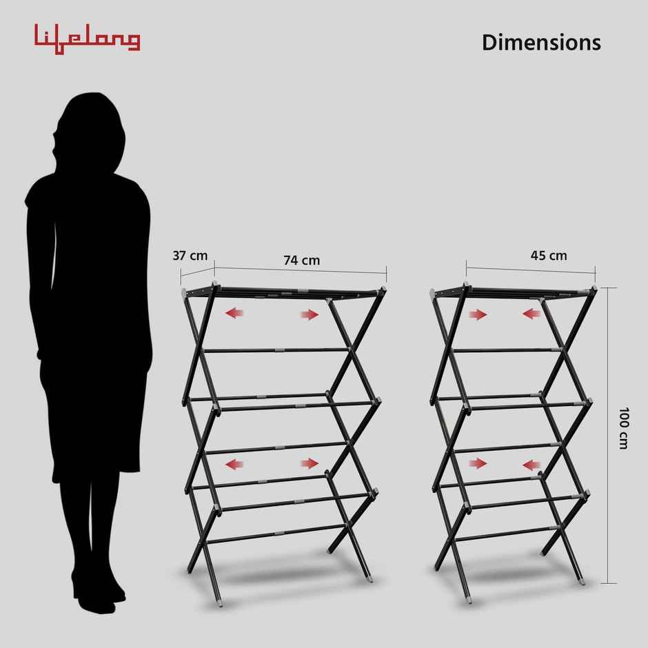 Lifelong Clothes Drying Stand Foldable Hanging Stand | Extendable Width | Portable & Easy to Store